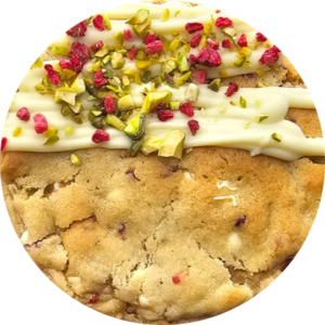 White Chocolate, Raspberry & Pistachio Stuffed Cookie